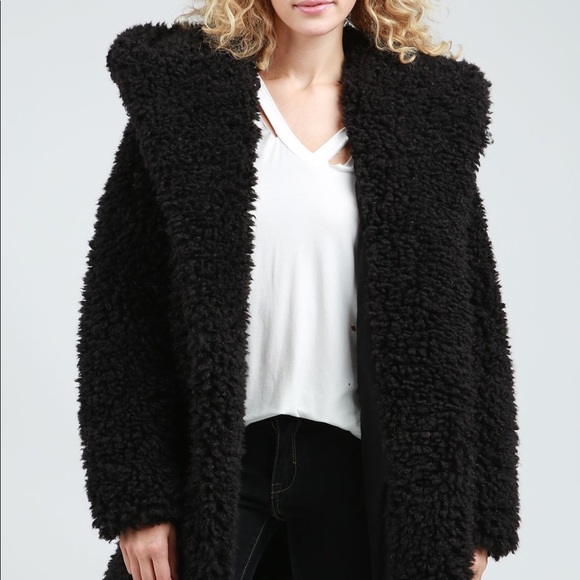 Vintage Style Shaggy Coat- BLACK - Picture 6 of 8
